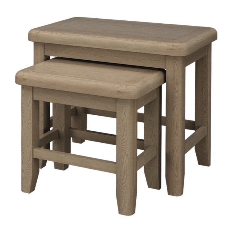 Heritage Editions Oak Nest Of 2 Tables image of the tables on a white background