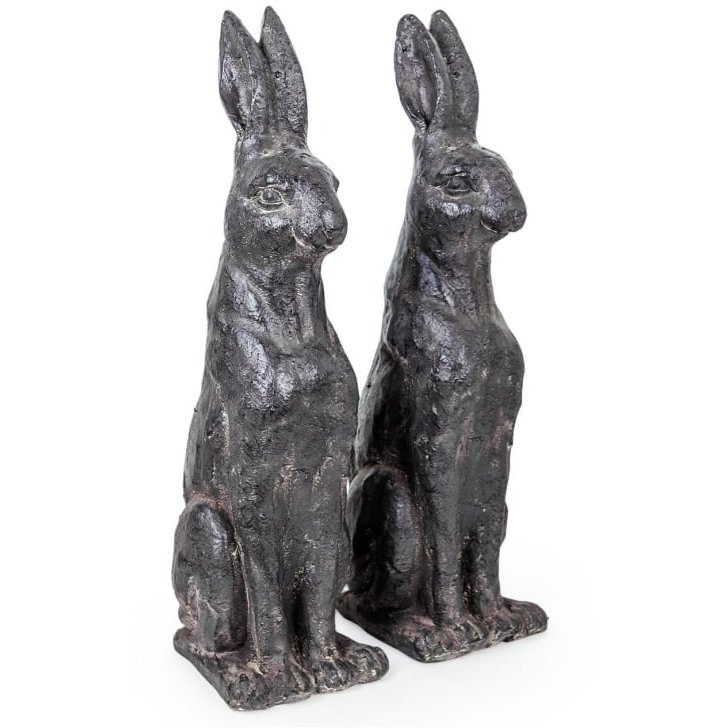 McGowan Rutherford Pair Of Rustic Rabbit Figures large