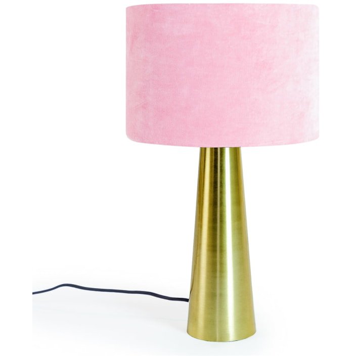 McGowan Rutherford Brass Column Table Lamp With Pink Velvet Shade