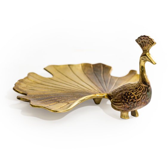 McGowan Rutherford Antique Gold Peacock Trinket Dish