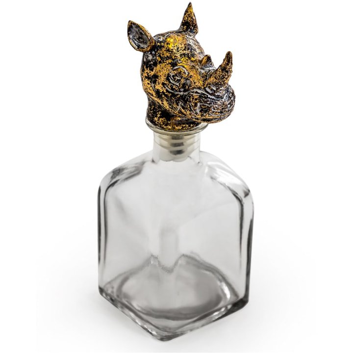 McGowan Rutherford Glass Bottle With Rhino Head Stopper