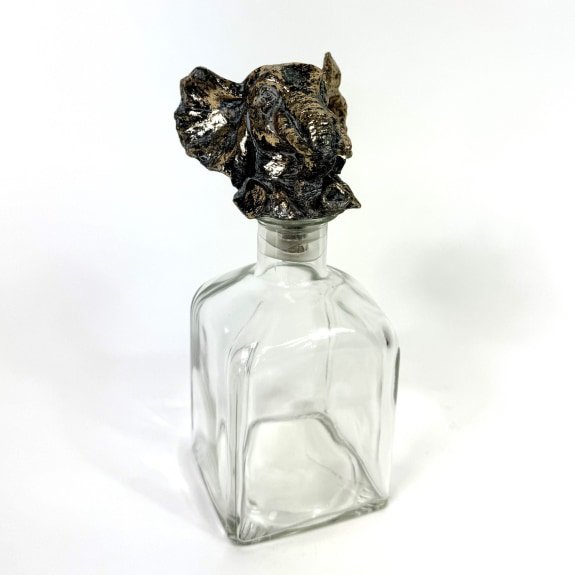 McGowan Rutherford Glass Bottle With Elephant Head Stopper