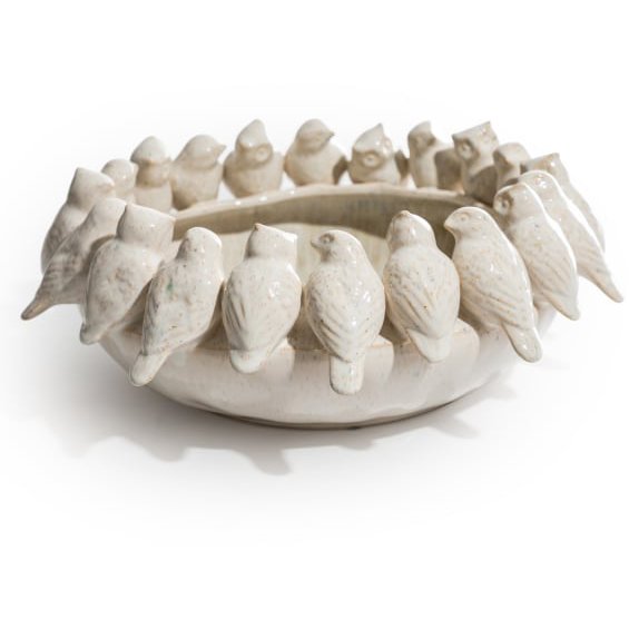 McGowan Rutherford Oatmeal Ceramic Flock Of Birds Bowl