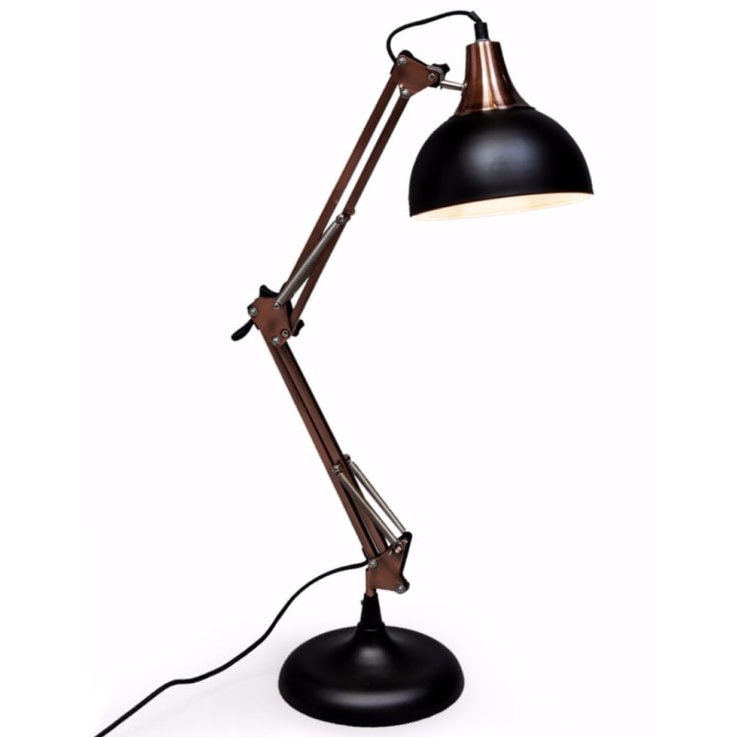 McGowan Rutherford Matt Black And Vintage Copper Arms Traditional Desk Lamp