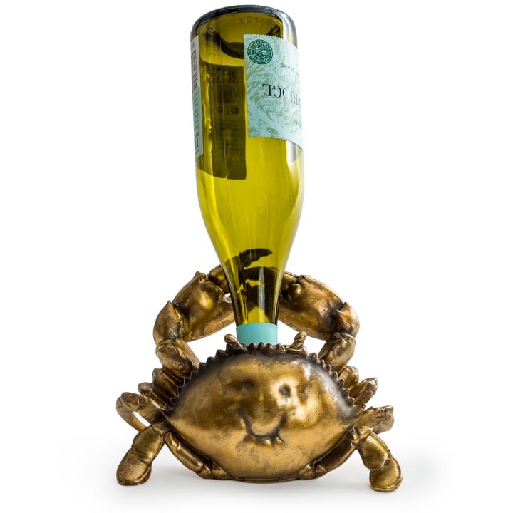 McGowan Rutherford Antique Gold Thirsty Crab Wine Bottle Holder