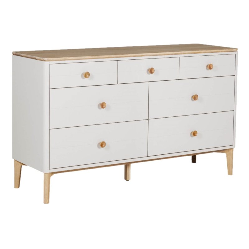 Anders Cashmere Wide 7 Drawer Chest angled image of the chest on a white background