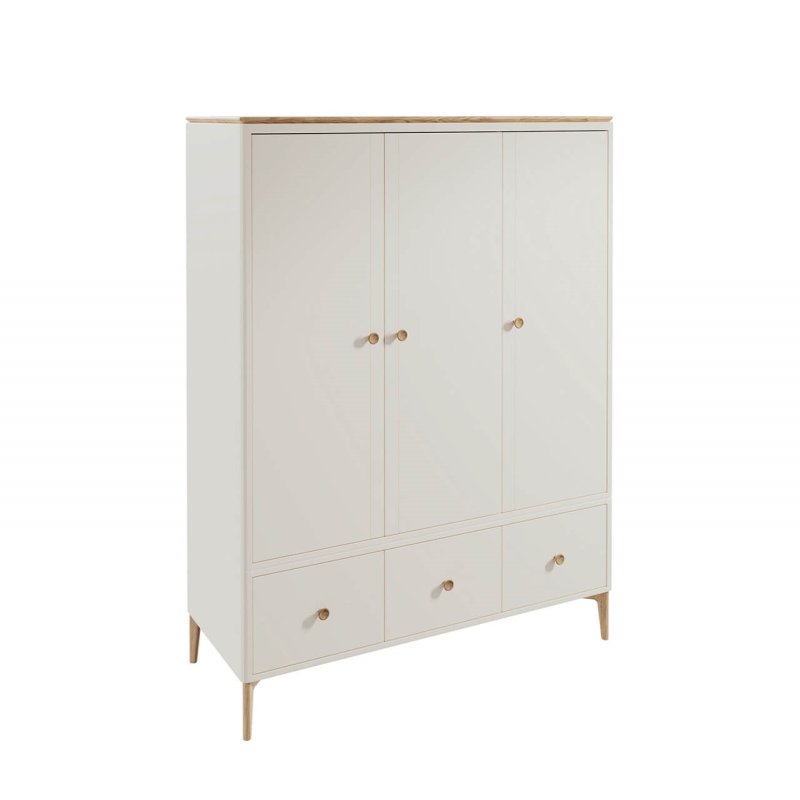 Anders Cashmere 3 Door Wardrobe angled image of the wardrobe on a white background