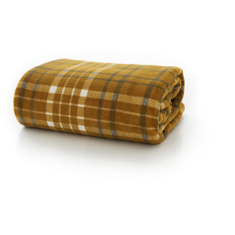 Deyongs Snuggle Touch Tartan Throw Ochre