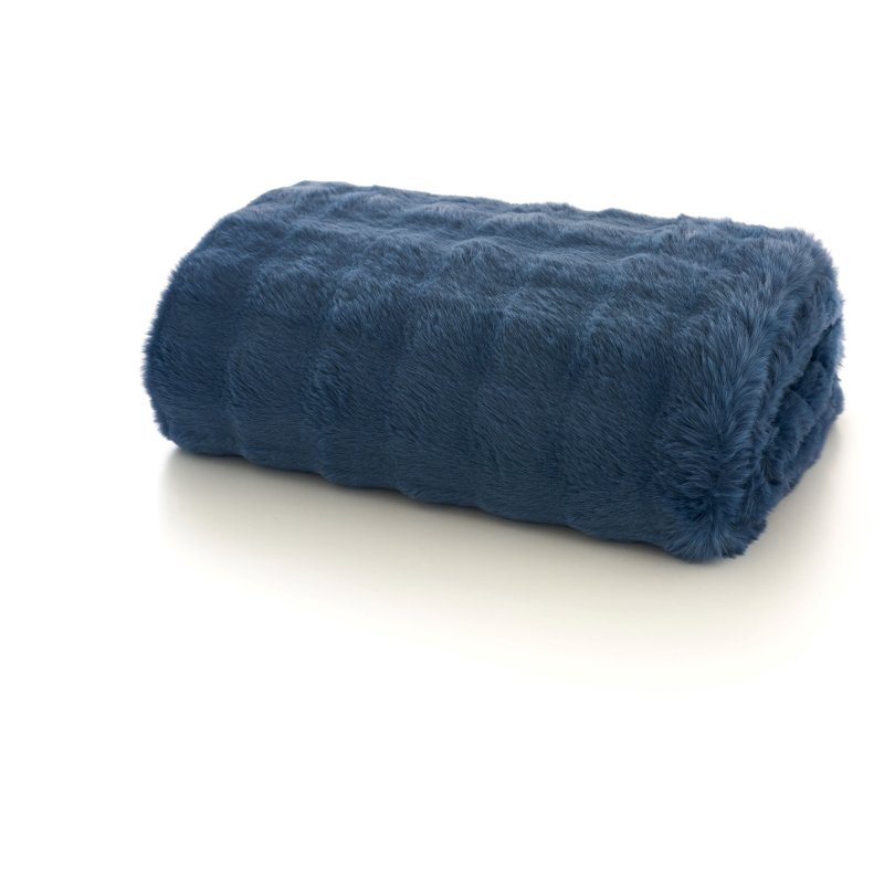 Deyongs Fernley Faux Fur Throw Dark Blue