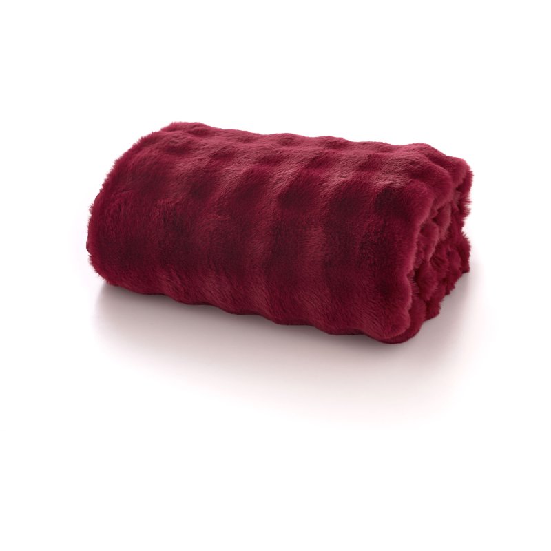 Deyongs Fernley Faux Fur Throw Dark Red