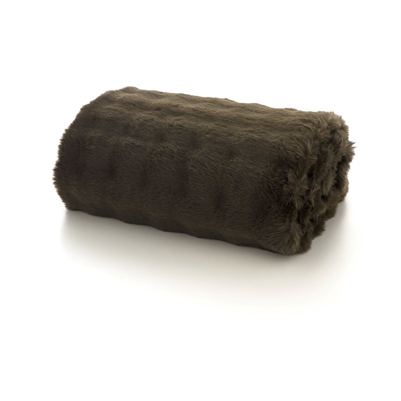 Deyongs Fernley Faux Fur Throw Dark Brown