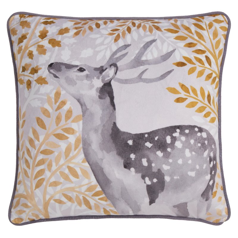 D&D Lodge Forest Animals Filled Cushion Grey