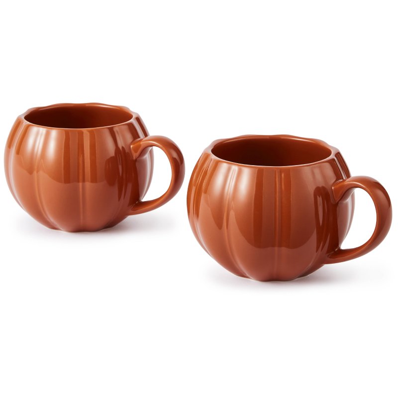 Wade Set Of 2 Orange Pumpkin Mugs