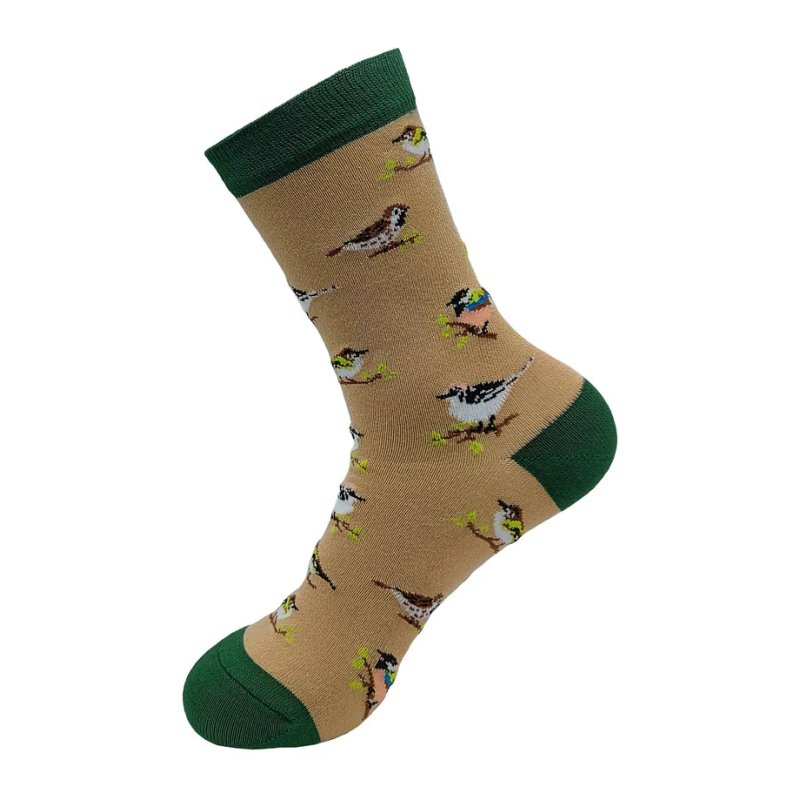 Eco Chic Beige Wild Birds Eco-Friendly Bamboo Socks