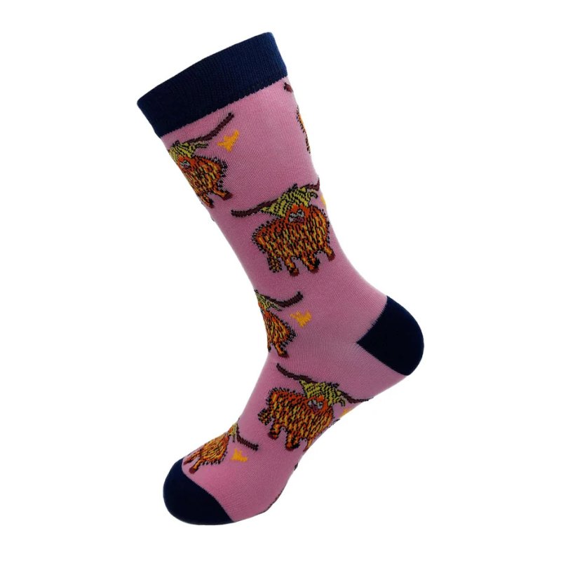 Eco Chic Pink Highland Cow Eco-Friendly Bamboo Socks