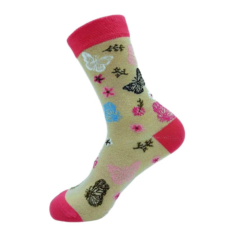 Eco Chic Beige Monarch Butterfly Eco-Friendly Bamboo Socks