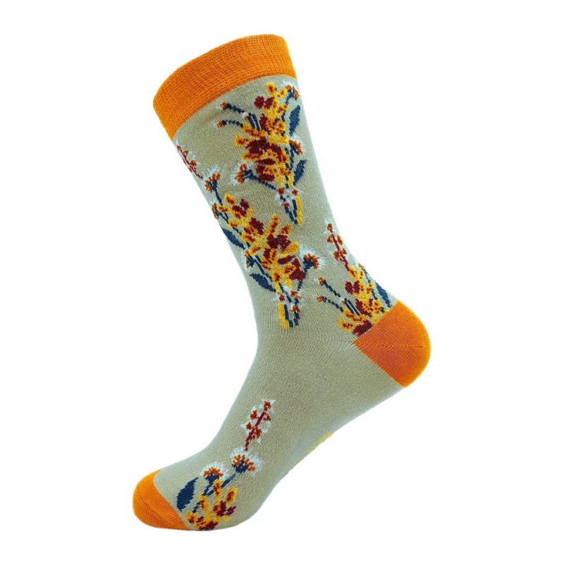 Eco Chic Beige Flowers Eco-Friendly Bamboo Socks