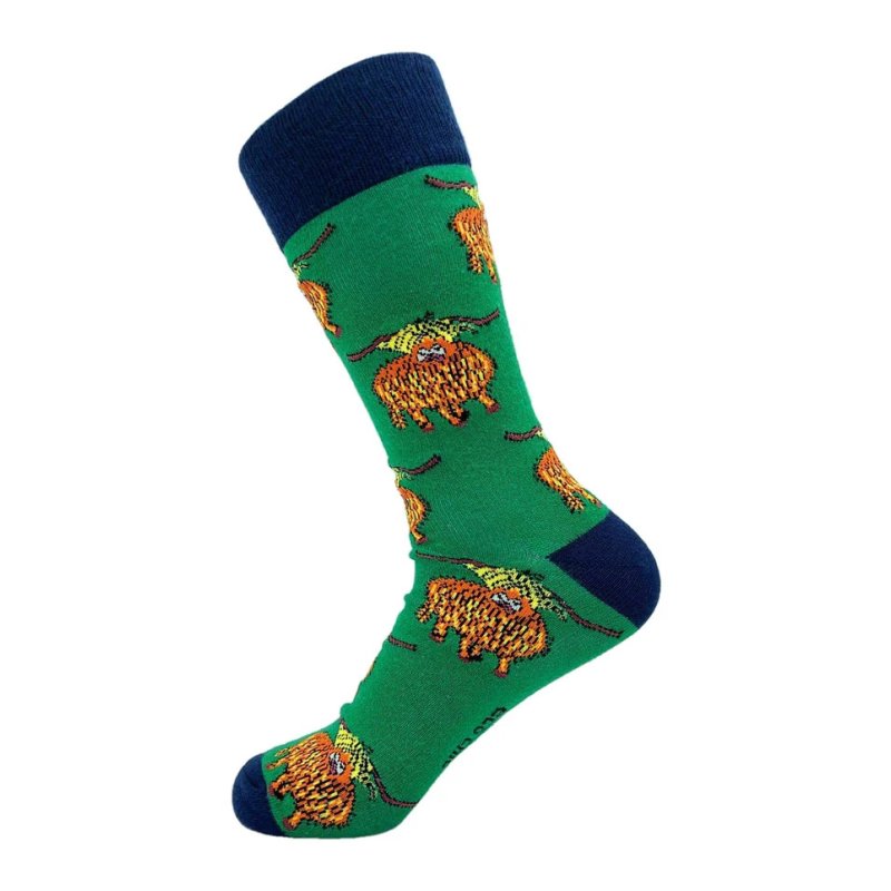 Eco Chic Green Highland Cow Eco-Friendly Bamboo Socks