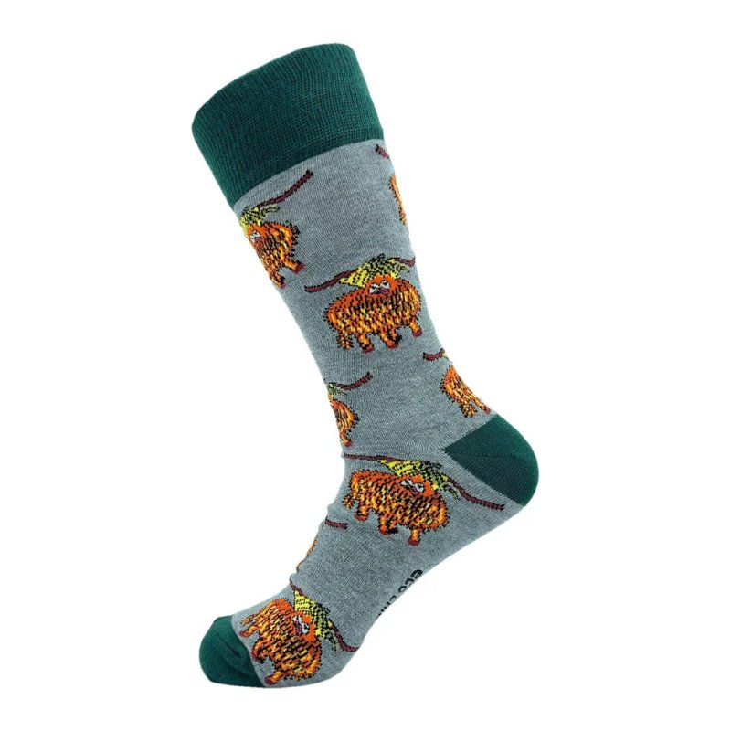 Eco Chic Grey Highland Cow Eco-Friendly Bamboo Socks