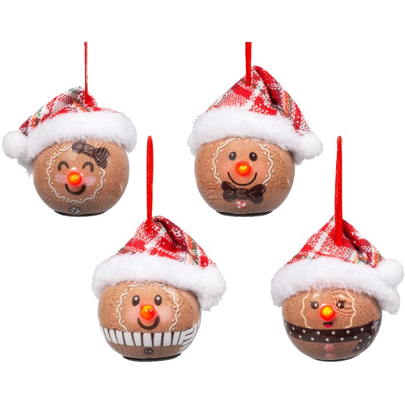 Kaemingk 4 Assorted Gingerbread Men Flashing Baubles