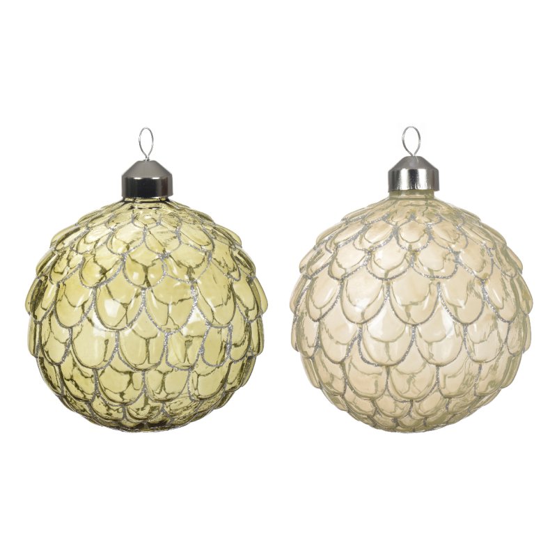 Kaemingk Opaque Glitter Ribbed Glass Bauble