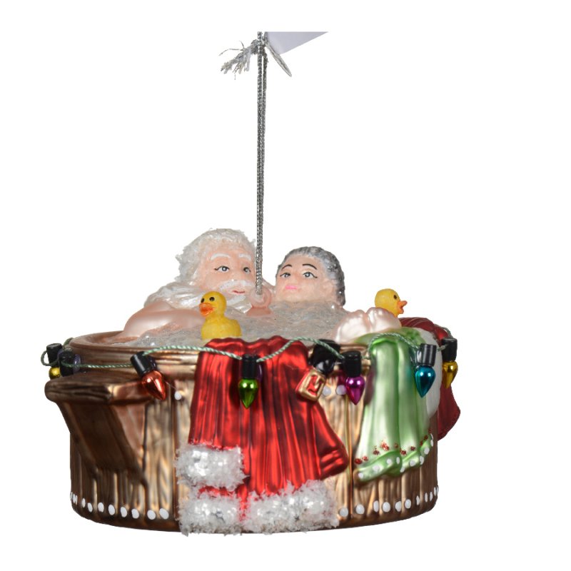 Kaemingk Mr & Mrs Claus in hot tun Glass Bauble