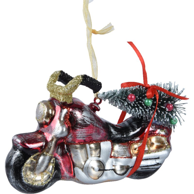 Kaemingk Vintage motorcycle Glass Bauble