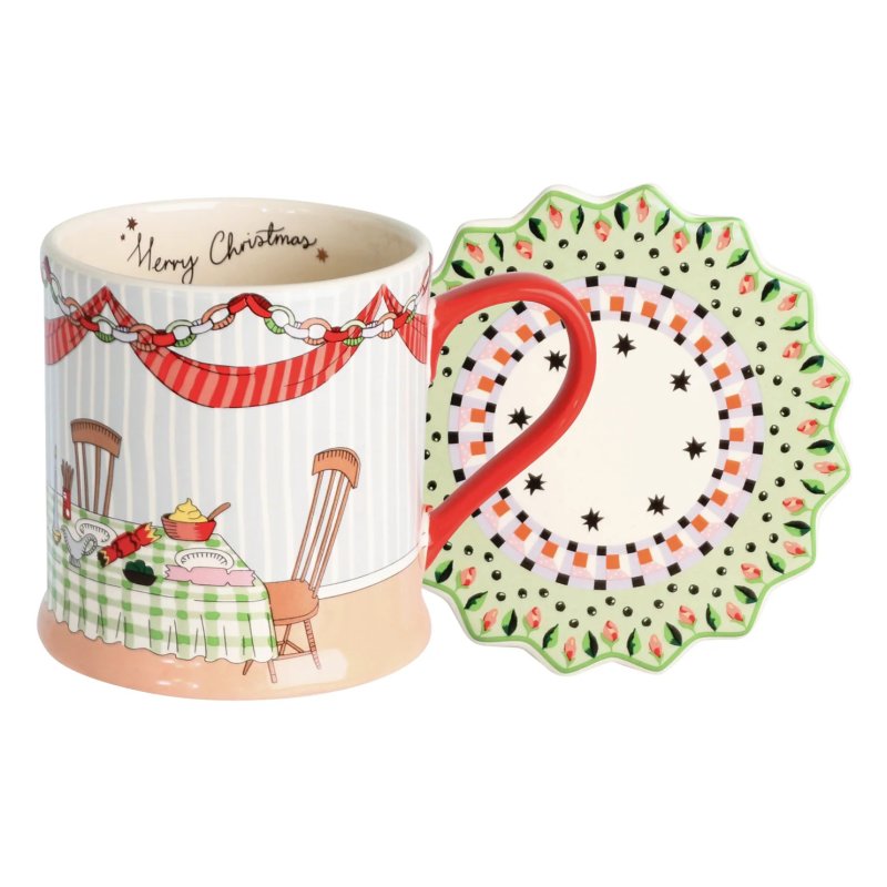 Cath Kidston Christmas Table Mug And Coaster Set