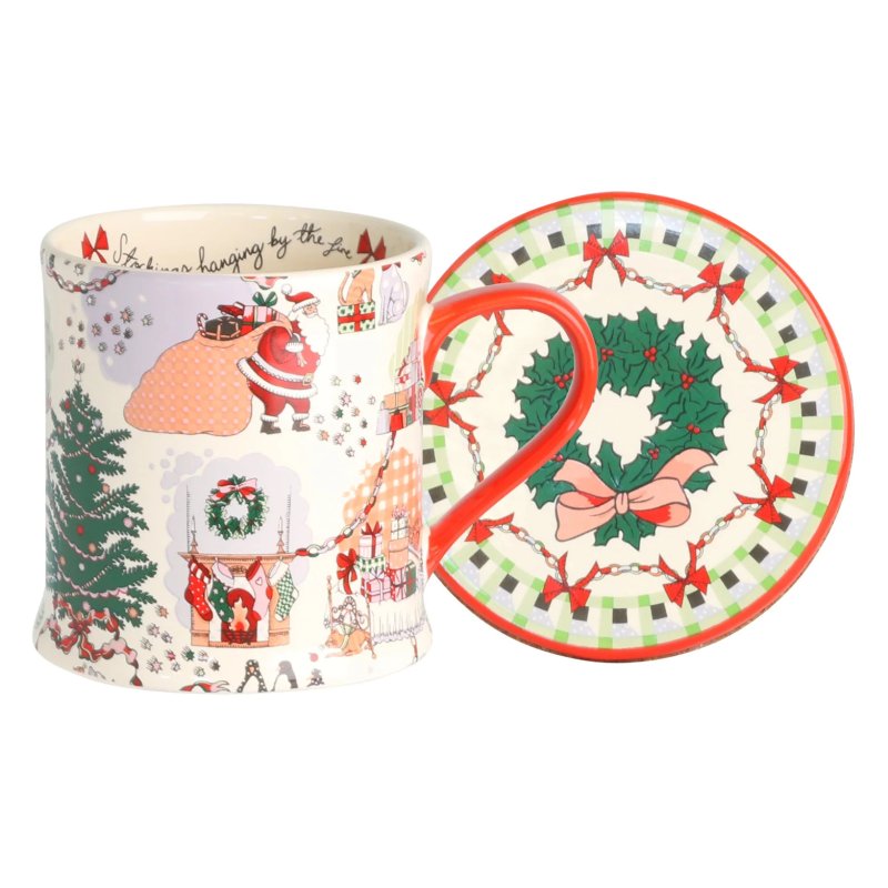 Cath Kidston Christmas Ditsy Mug And Coaster Set