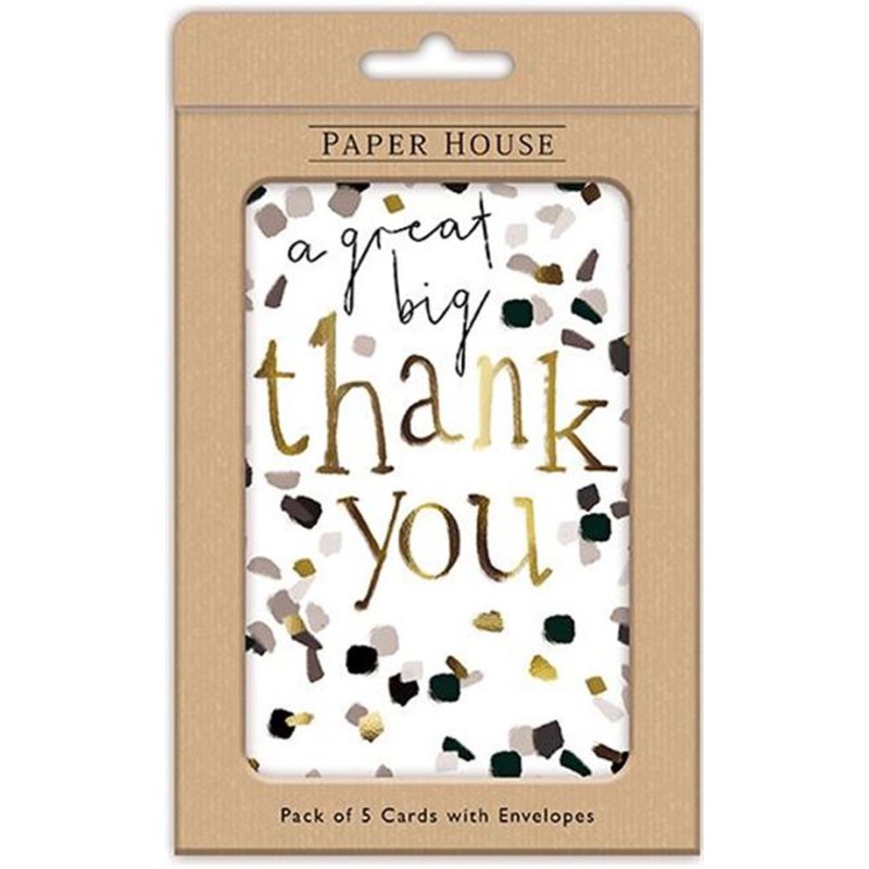 Paper House Thank You Gold Type With Confetti Cards