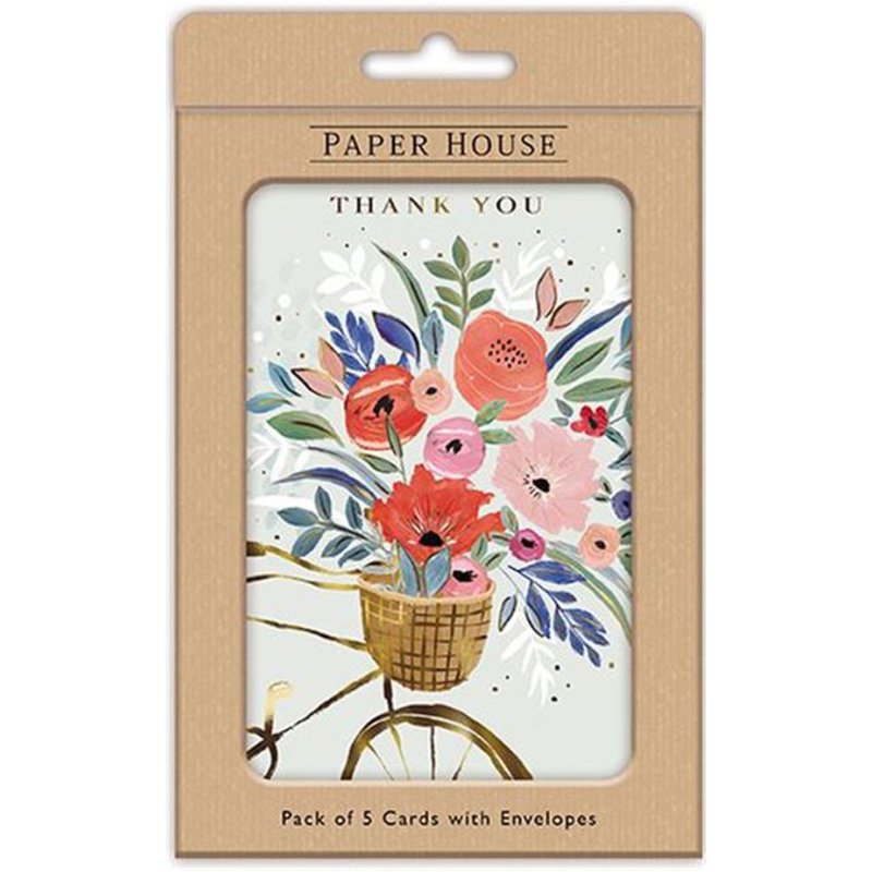 Paper House Thank You Bike With Florals And Foliage Cards