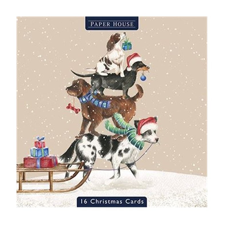 Charity Christmas Dogs With Sledge And Christmas Dogs Cards