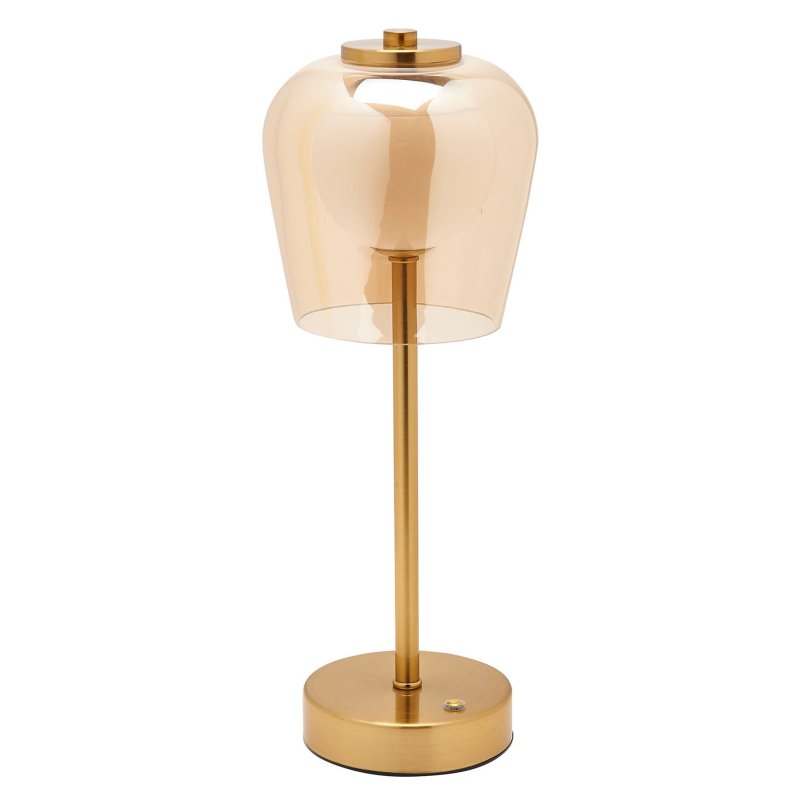 Hestia Bronze USB LED Touch Table Lamp Glass Shade