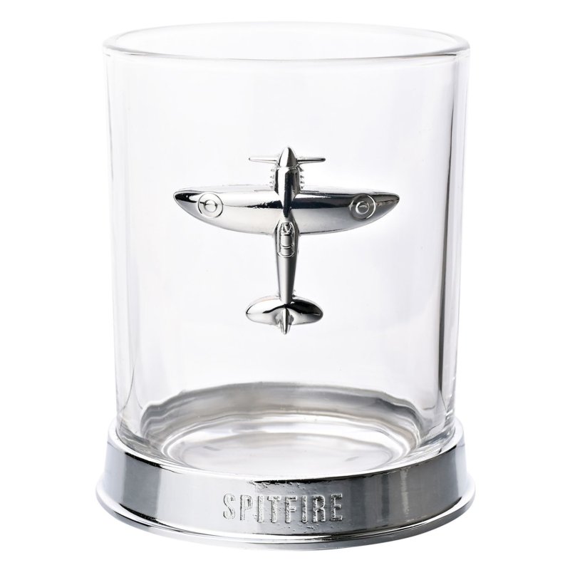 Widdop RAF Glass & Metal Whiskey Tumbler Spitfire