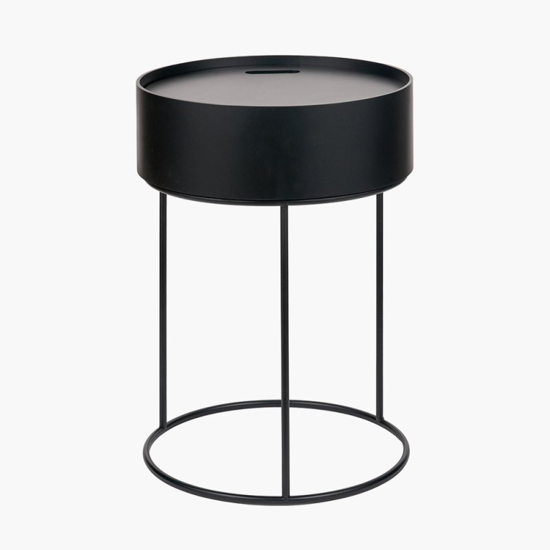 Pacific Hugo Black Wood Veneer And Black Metal Storage Table