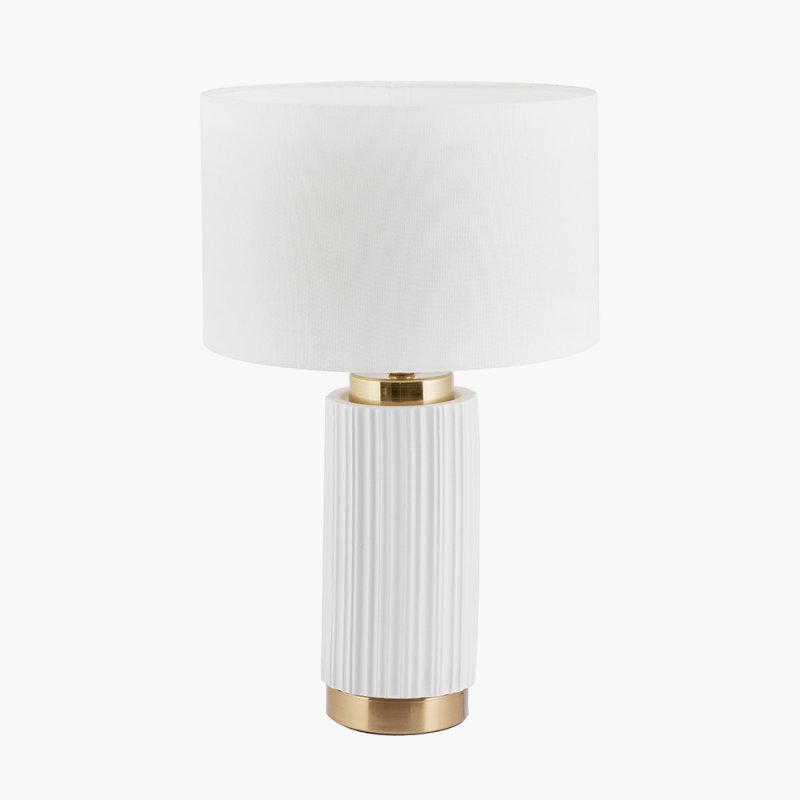 Pacific Ionic White Textured Ceramic Gold Metal Table Lamp