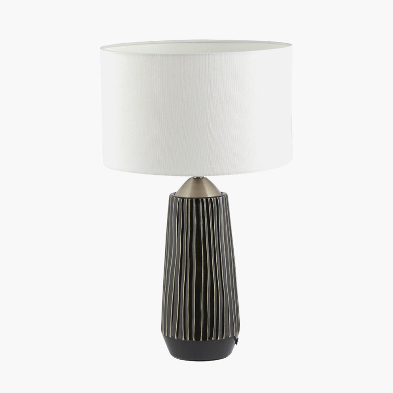 Pacific Artemis Black Texture Ceramic Brushed Silver Table Lamp