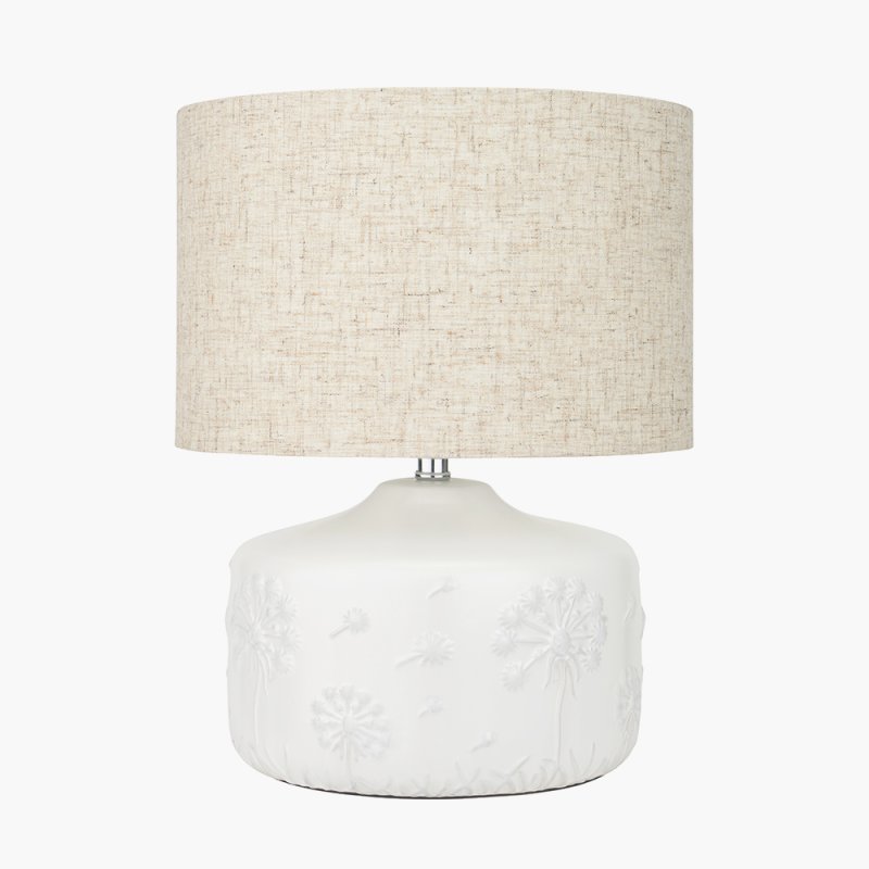 Pacific Flora White Floral Ceramic Table Lamp