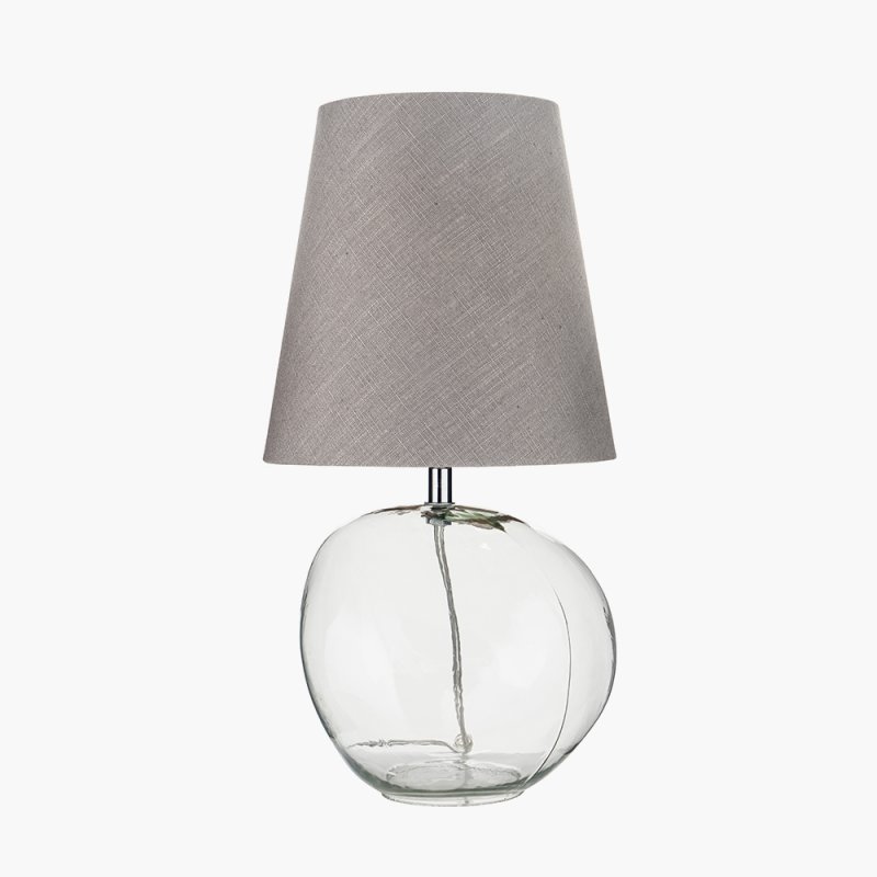 Pacific Hallie Clear Glass And Grey Shade Table Lamp