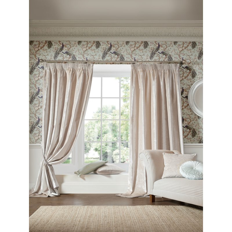 Laura Ashley Loretta Velvet Pale Truffle Curtains