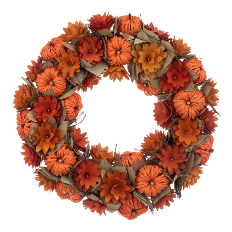 Floralsilk Raffia Pumpkin Wreath