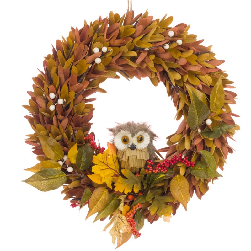 Floralsilk Wood Chip Wreath With Owl