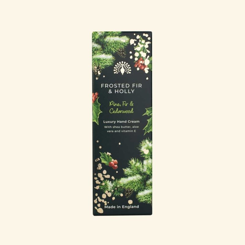 The English Soap Company Christmas Tidings Frosted Fir & Holly Hand Cream packaging