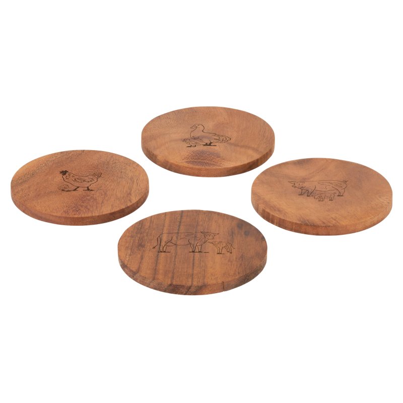 Woodbury Lane 4 Set Of Wooden Coasters