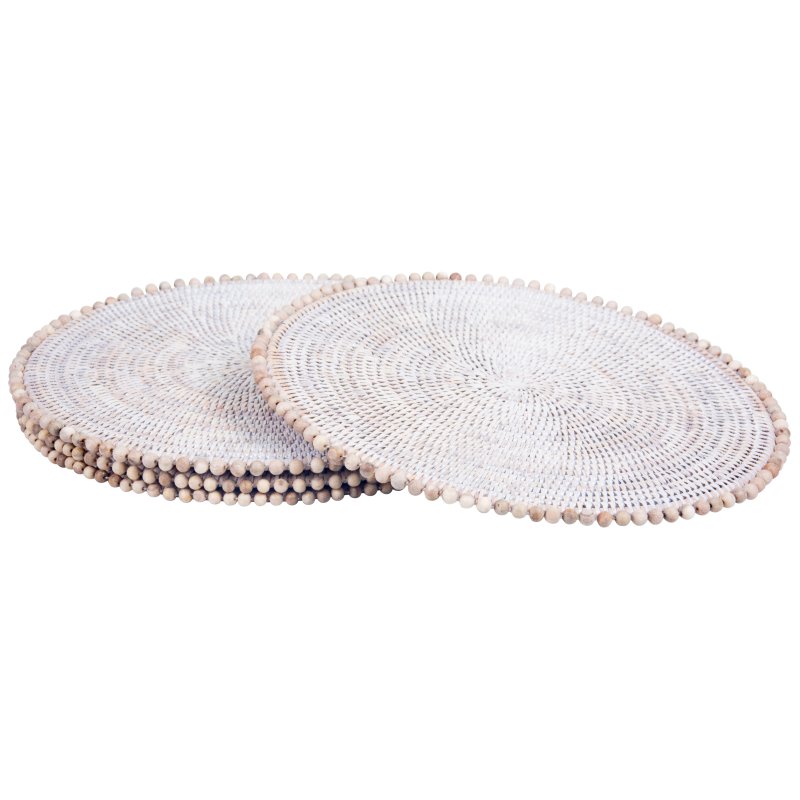 Lows Artisan Weave Round Placemats With Beads