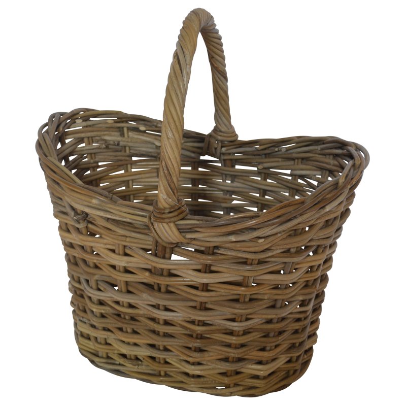 Lows Oval Tall Basket With Hoop Handle