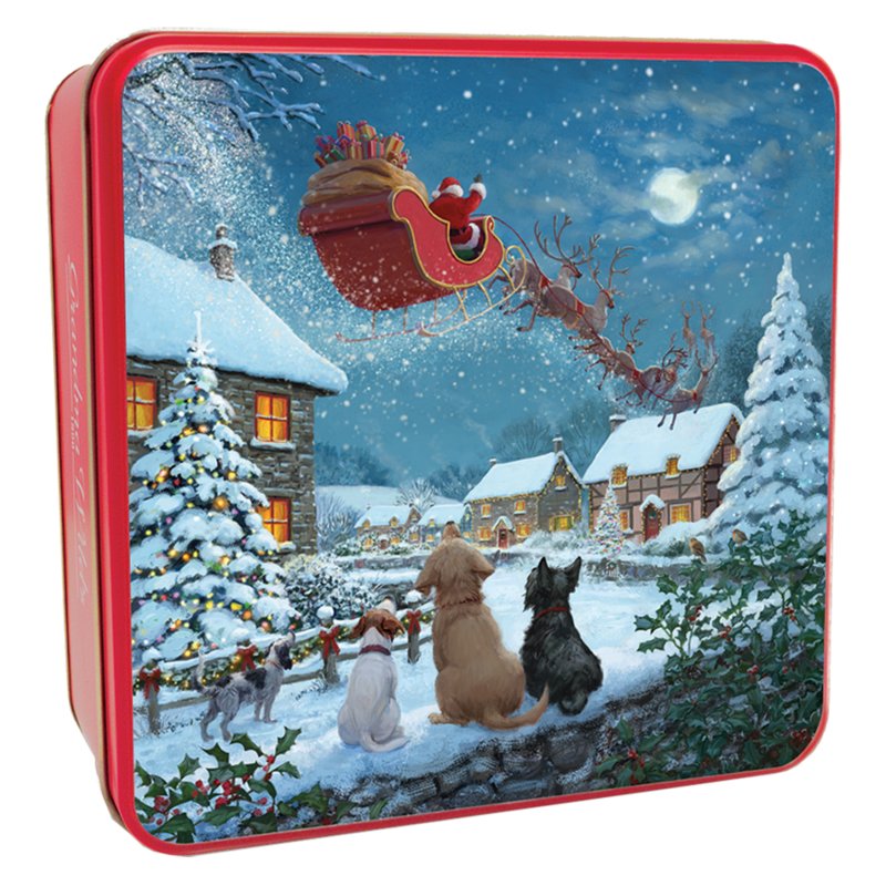 Grandma Wilds Embossed Dogs Watch Santa Biscuit Tin 160g