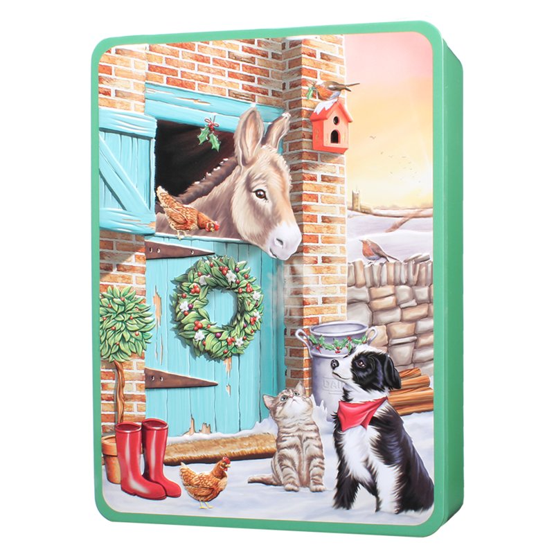 Bramble Embossed Xmas Donkey Biscuit Tin 300g