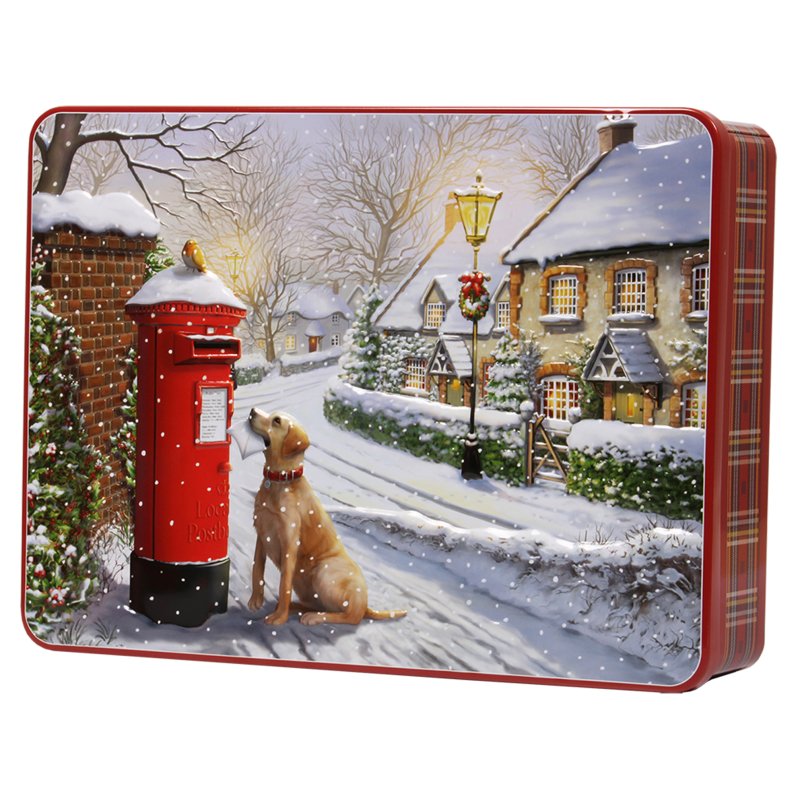 Bramble Embossed Dog By Postbox Biscuit Tin 300g