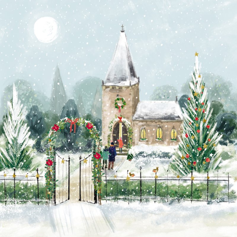 Village Church Pack of Christmas Cards